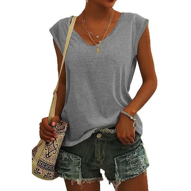 Women's Cap Sleeve T-Shirt Casual Loose Fit Tank Top