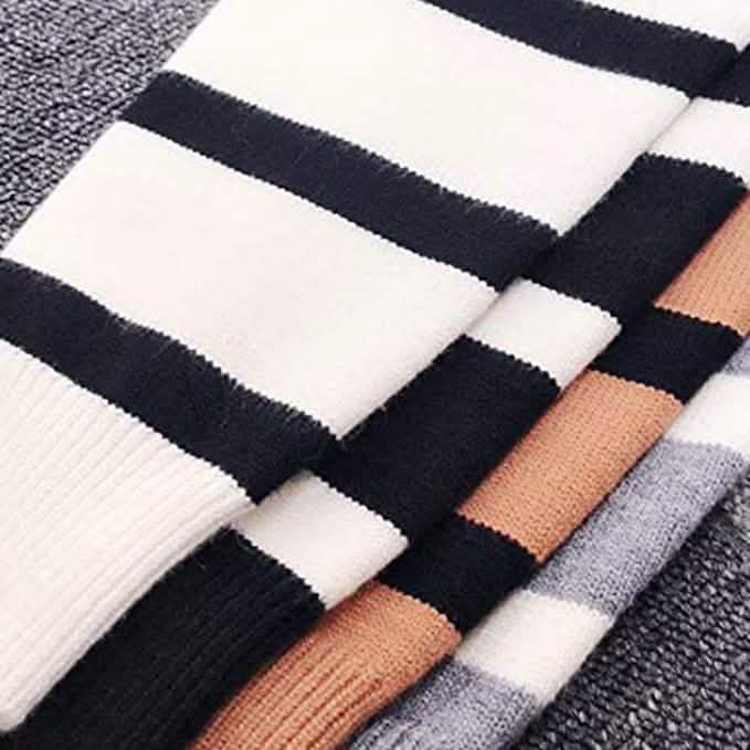 Women's Casual Long Sleeve Crewneck Patchwork Knit Sweater Top