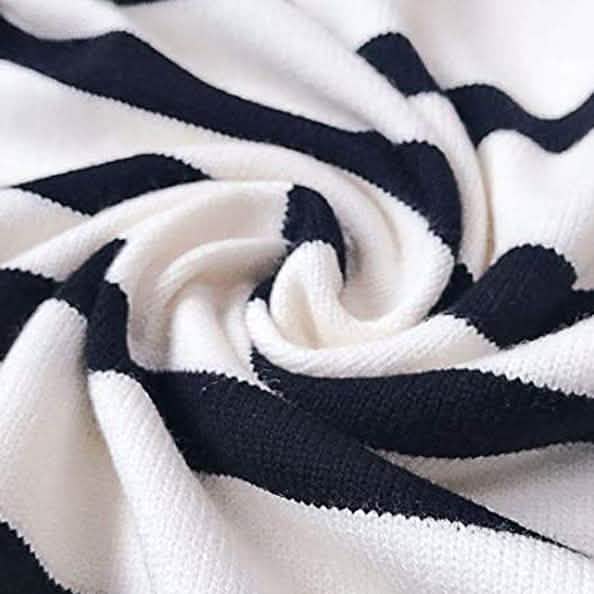 Women's Casual Long Sleeve Crewneck Patchwork Knit Sweater Top